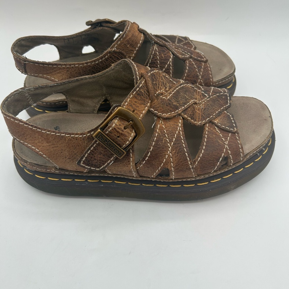 Vtg Dr. Martens Sandals Twist Fisherman Platform Women’s 8 & 9 Brown 90’s Grunge - Picture 3 of 13